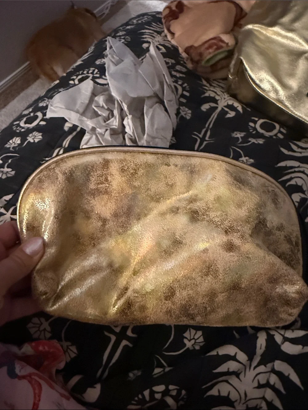 NWT Nicole Miller Gold Iridescent Cosmetic Pouch